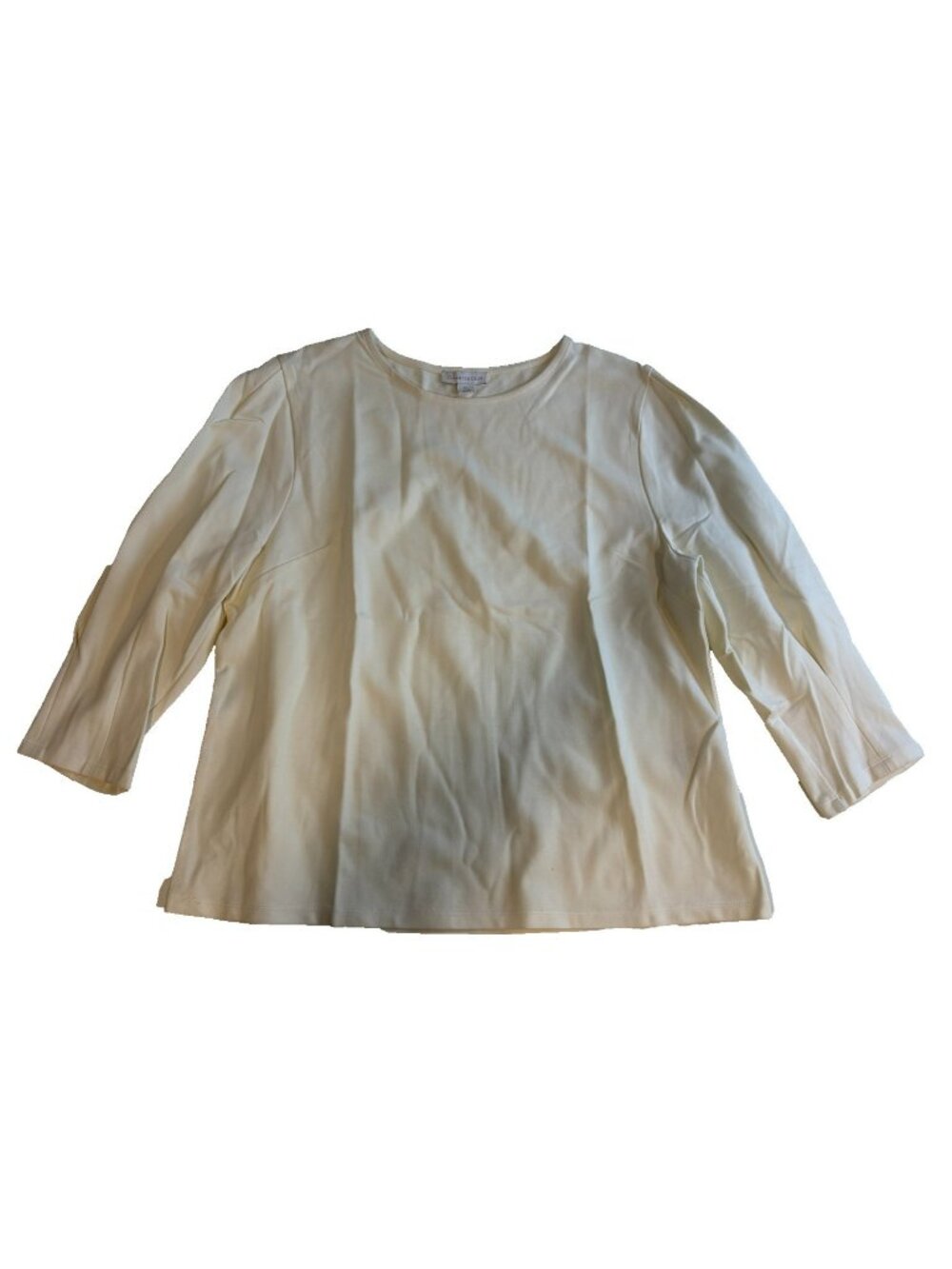 Charter Club Women's White Pima 3/4 Sleeve Solid Shirt Size PL